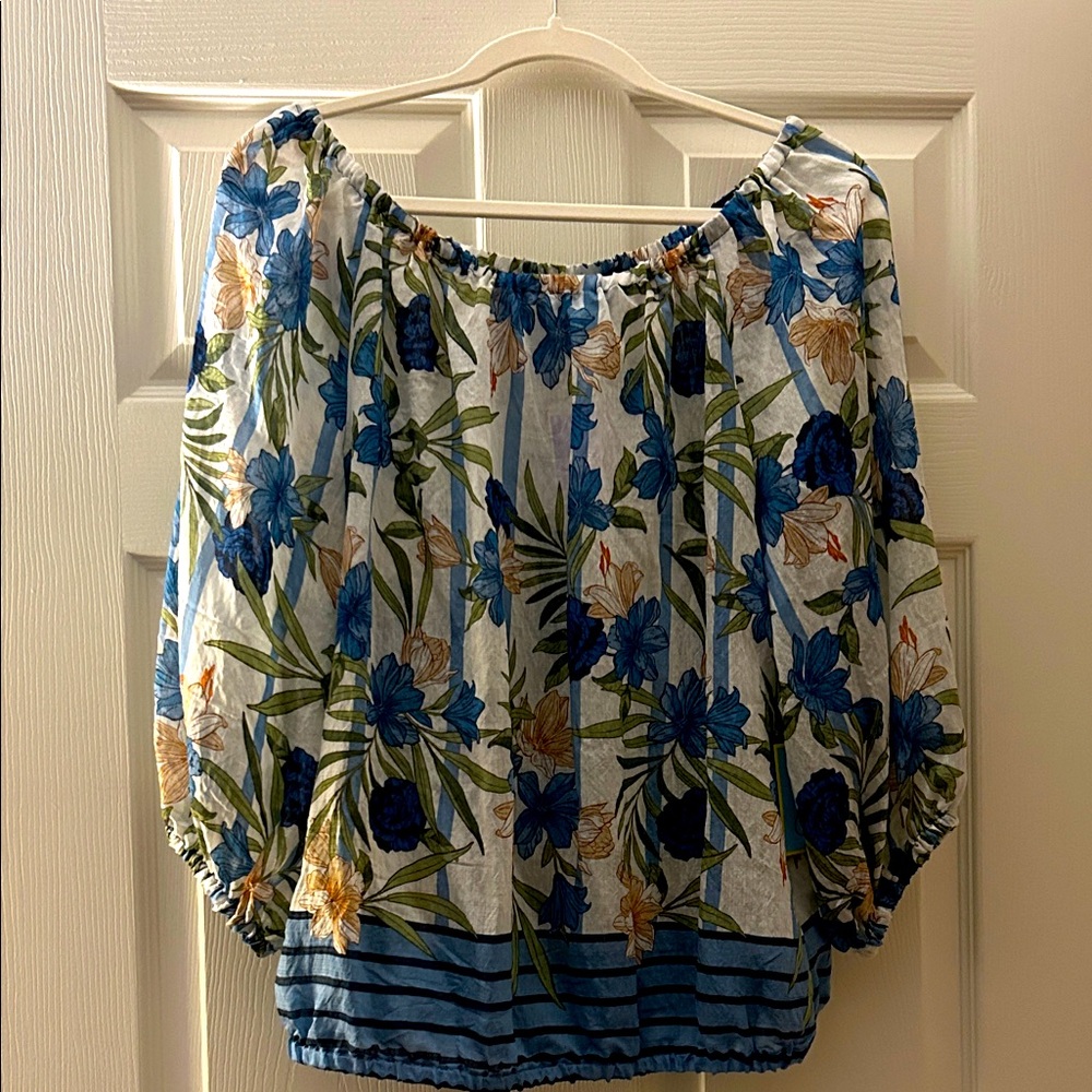 CeCe Multicolor Floral Off-Shoulder Blouse